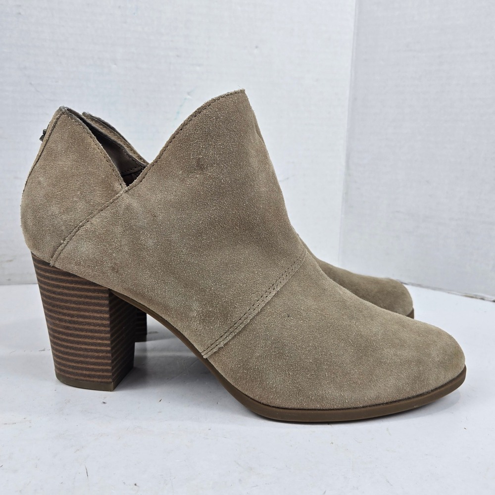Koolaburra by UGG Nacie Suede Ankle Boots Block Heel Booties Taupe Sz 11 1139511